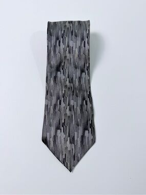 Boca Classics Gray Abstract Neck Tie Mens Wide Tie Geometric Pattern Vintage